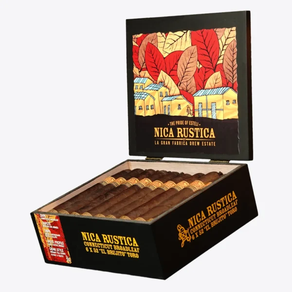 Nica Rustica Broadleaf El Brujito Box Open Nica Rustica Broadleaf El Brujito Box Open