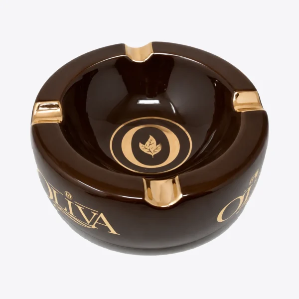 Oliva 4 Cigar Round Ceramic Ashtray Brown Oliva round ceramic ashtray in brown with four cigar rests