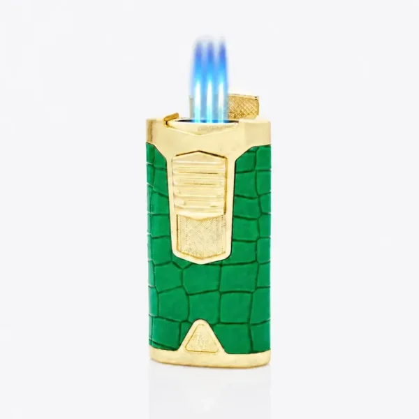 Rocky Patel Statesman Lighter Triple Torch Gold and Green Croc Lighter