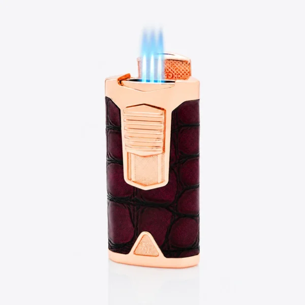 Rocky Patel Statesman Lighter Triple Torch Rose Gold and Mahogany Croc