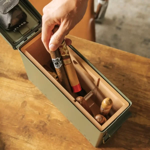 Klaro Smoke Can Ammo Box Humidor - 30 Cal Green Inside Klaro Smoke Can Ammo Box Humidor - 30 Cal Green Inside