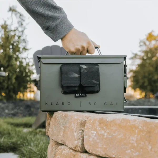 Klaro Smoke Can Ammo Box Humidor - 50 Cal Green Outside