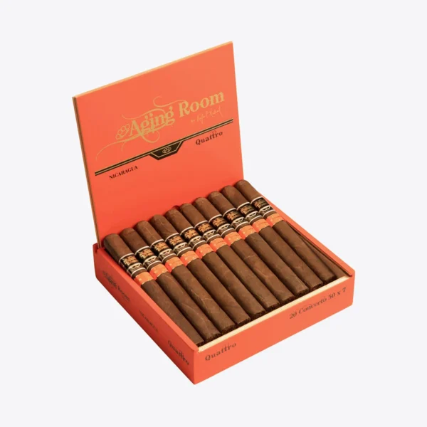 Aging Room Quattro Nicaragua Concerto Box Open Aging Room Quattro Nicaragua Concerto open box of 20