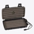 Lotus 5 Cigar Travel Humidor Black, open with foam insert