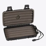 Lotus 5 Cigar Travel Humidor Black, open with foam insert