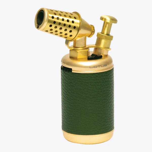 Lotus Truman desktop torch lighter in gold and green