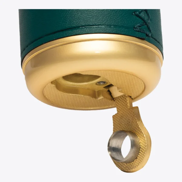 Lotus Truman desktop torch lighter in gold and green with the cigar punch folded out