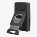 Vertigo Sickle dual flame torch lighter in black with its fold out cigar cutter open