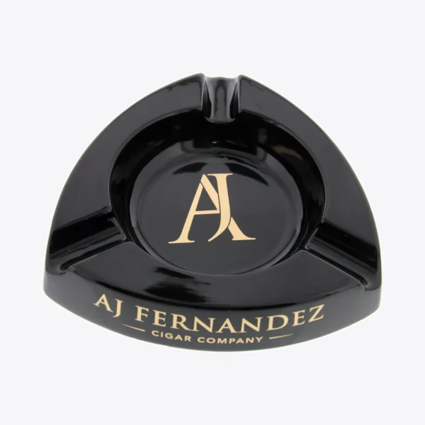 AJ Fernandez Large Black Glass Triangle Ashtray