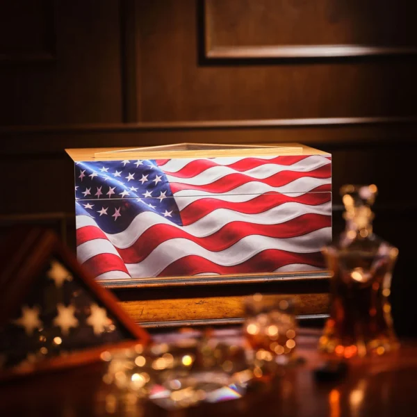 gurkha-volition-freedom-humidor-front Gurkha Volition America Freedom Humidor with folded flag display