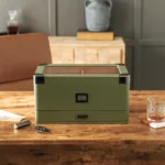 Klaro Military glass top humidor in green