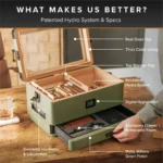 Klaro Military glass top humidor in green