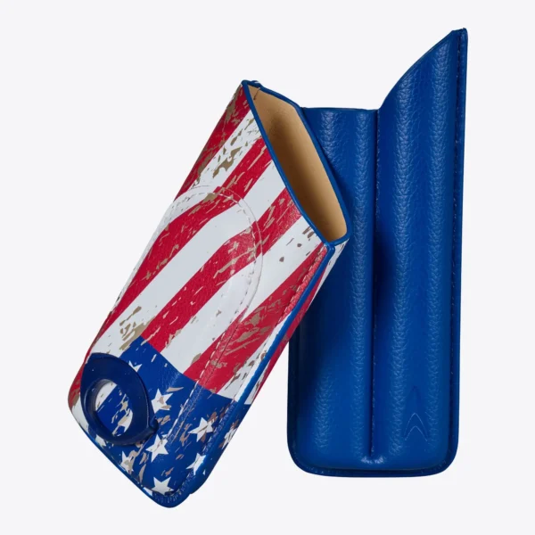Lotus 2 Stick Cigar Case American Flag, open Lotus 2 Stick Cigar Case American Flag, open