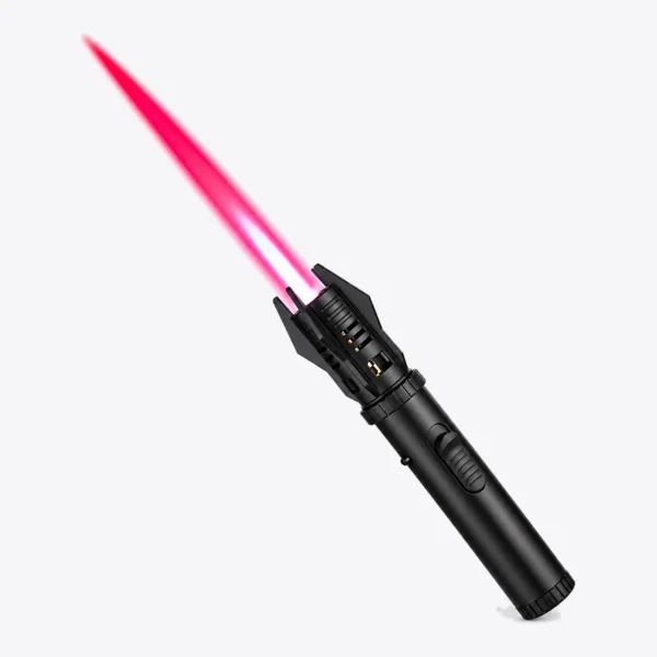 Big Flame Single Torch Lighter, black, lit