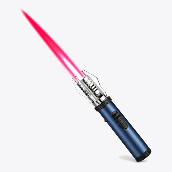 Big Flame Single Torch Lighter, blue, lit