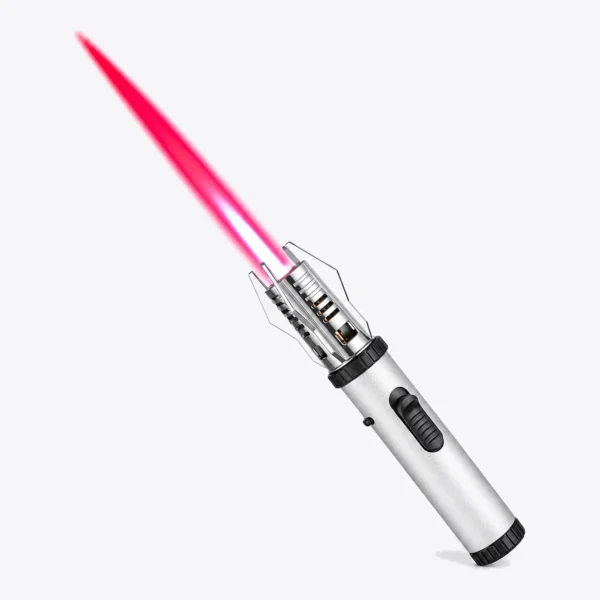Big Flame Single Torch Lighter, silver, lit