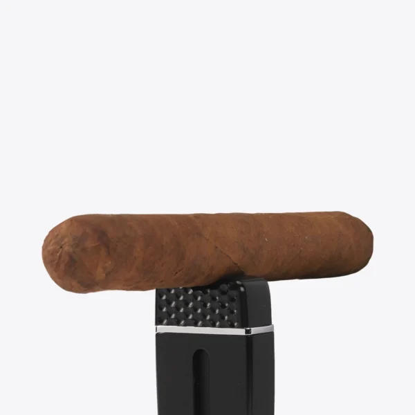 Vertigo Tee Time Single Torch Lighter Black with a cigar