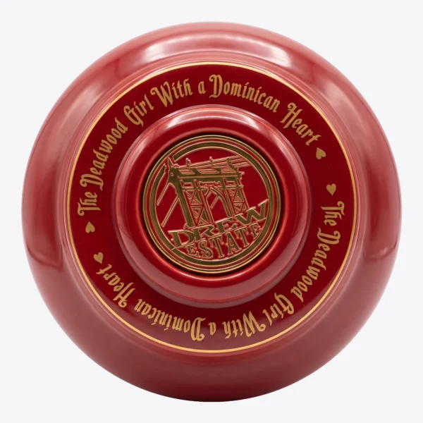 Drew Estate Deadwood Dominicana Red Ceramic Jar Humidor Lid Drew Estate Deadwood Dominicana Red Ceramic Jar Humidor, lid seen from above
