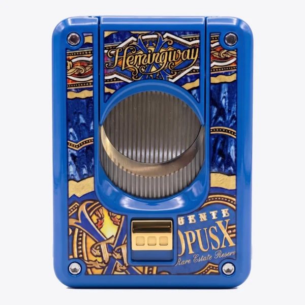 Elie Bleu Fuente Hemingway OpusX C4 Cutter Blue Lacquer and Gold Back Elie Bleu Fuente Hemingway OpusX C4 Cutter Blue Lacquer and Gold, back