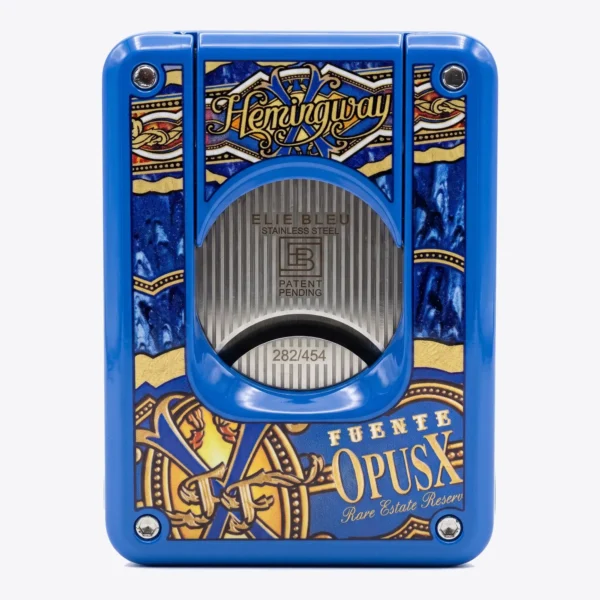 Elie Bleu Fuente Hemingway OpusX C4 Cutter Blue Lacquer and Gold Front Elie Bleu Fuente Hemingway OpusX C4 Cutter Blue Lacquer and Gold, front