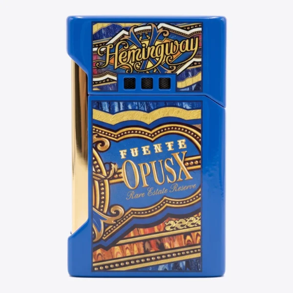 Elie Bleu Fuente Hemingway OpusX J-12 Jet Lighter Blue and Gold Back Elie Bleu Fuente Hemingway OpusX J-12 Jet Lighter Blue and Gold, back