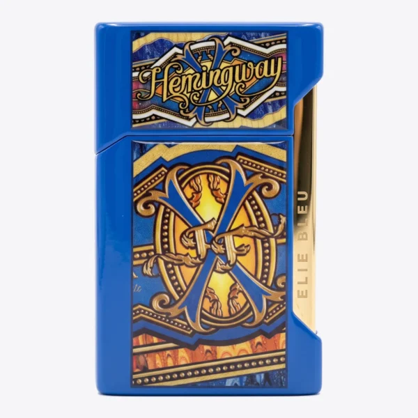 Elie Bleu Fuente Hemingway OpusX J-12 Jet Lighter Blue and Gold Front Elie Bleu Fuente Hemingway OpusX J-12 Jet Lighter Blue and Gold, front