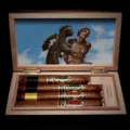 God of Fire KKP 4 Cigar Special Selection in its Macassar ebony travel humidor, open