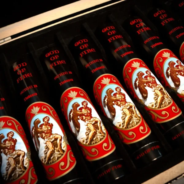 God of Fire Serie B Robusto Tubo 5 1/4" x 50 God of Fire Serie B Robusto Tubo box of tubes by Arturo Fuente for Prometheus